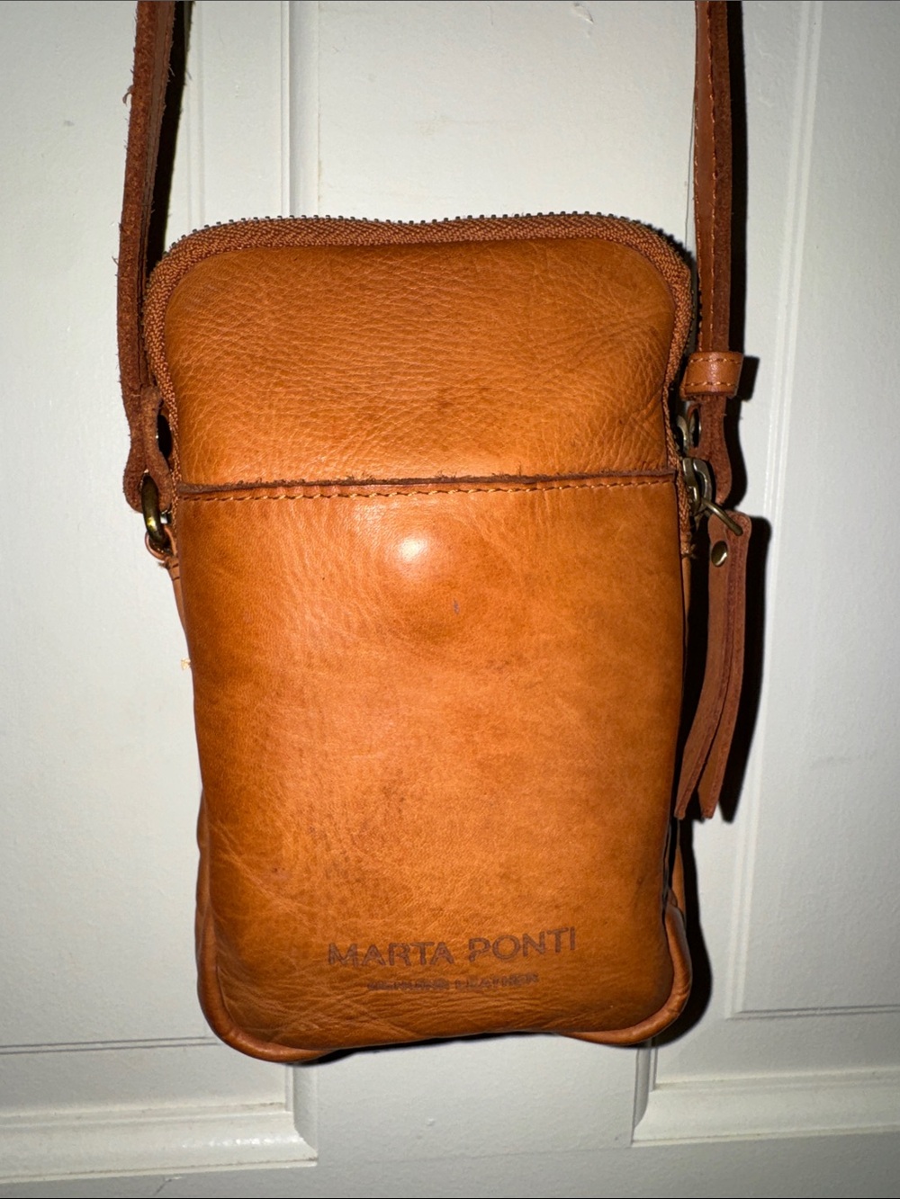 Tan Leather Crossbody Phone Bag